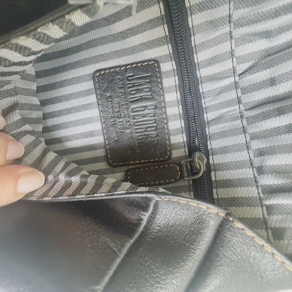 Jack Georges Genuine Leather Crossbody Bag Black Front Flap Adjustable Strap - Picture 6 of 16